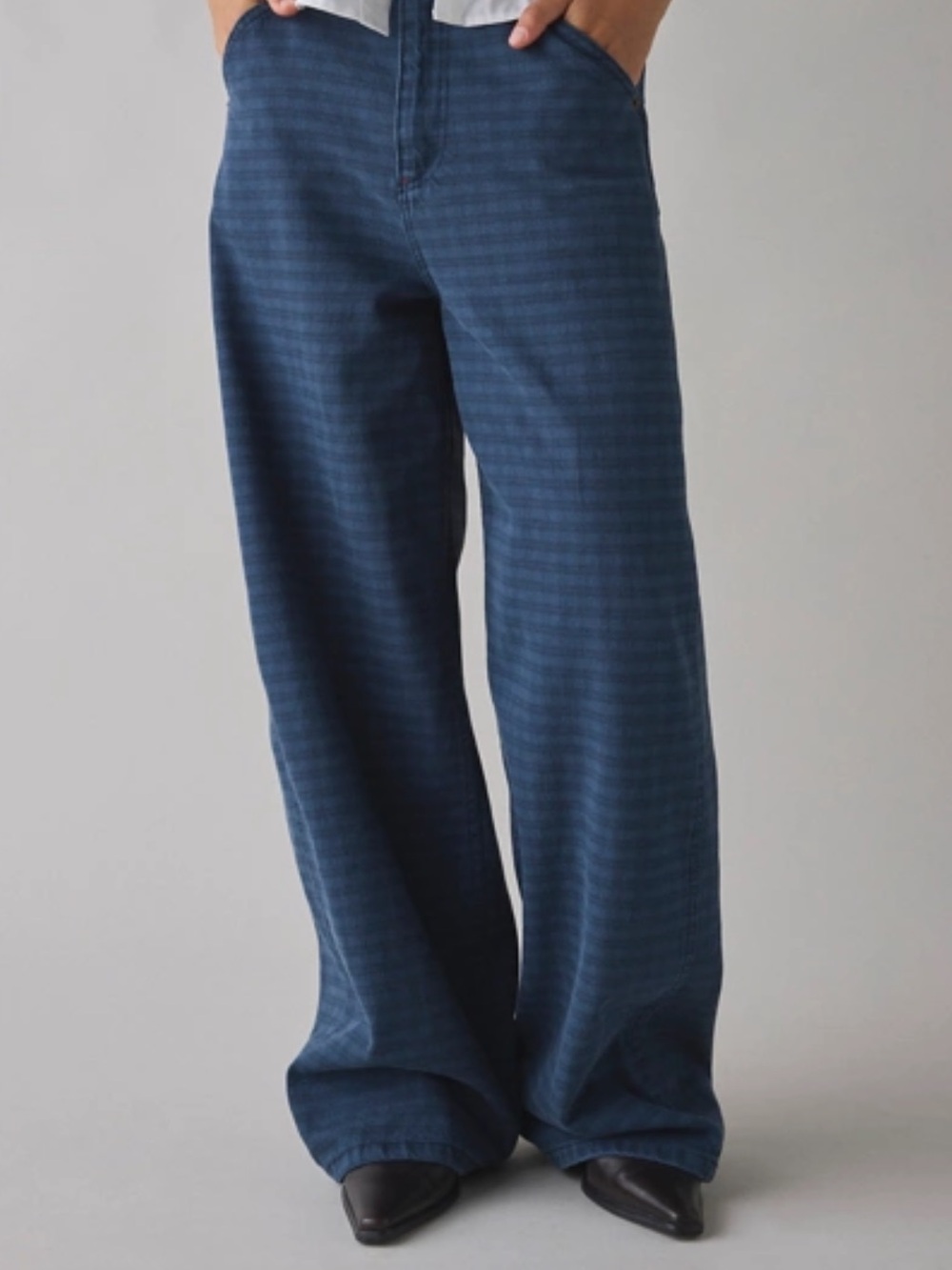 NWT BDG Urban Outfitters Mini Check Overdyed Canvas Mid Rise Baggy Pant